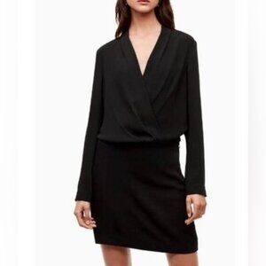 Babaton Black Faux Wrap Dress Size 2